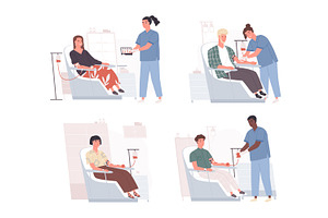 People donating blood set, a Healthcare Illustration by Good Studio