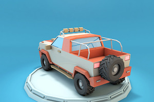 Cartoon Jeep SUV Low Poly 3D Model