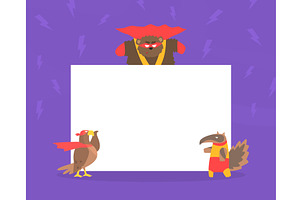 Cute Superhero Animals with Blank, an Animal Illustration by TopVectors