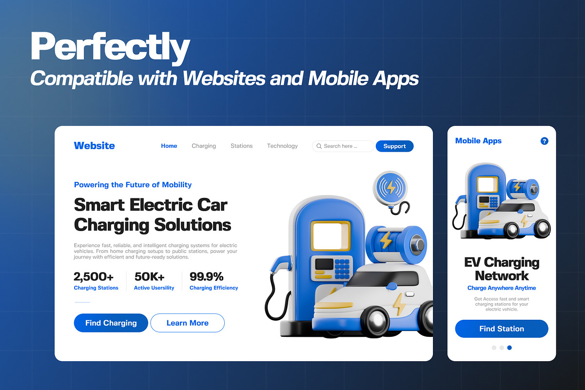 Electric Car 3D Icon Pack, an Object 3D Model by Haps Space (Photo 3 of 4)