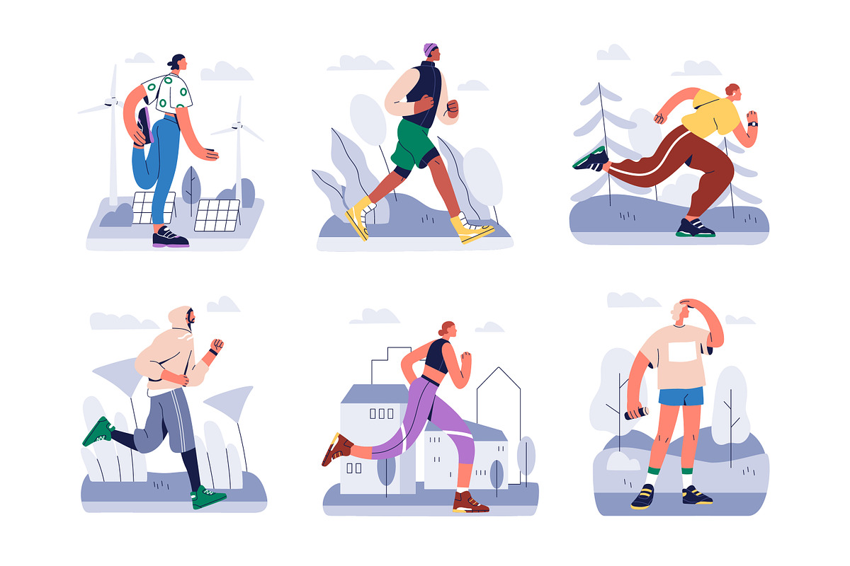 Sports people jogging, running set, a Sport Illustration by Good Studio (Photo 2 of 6)