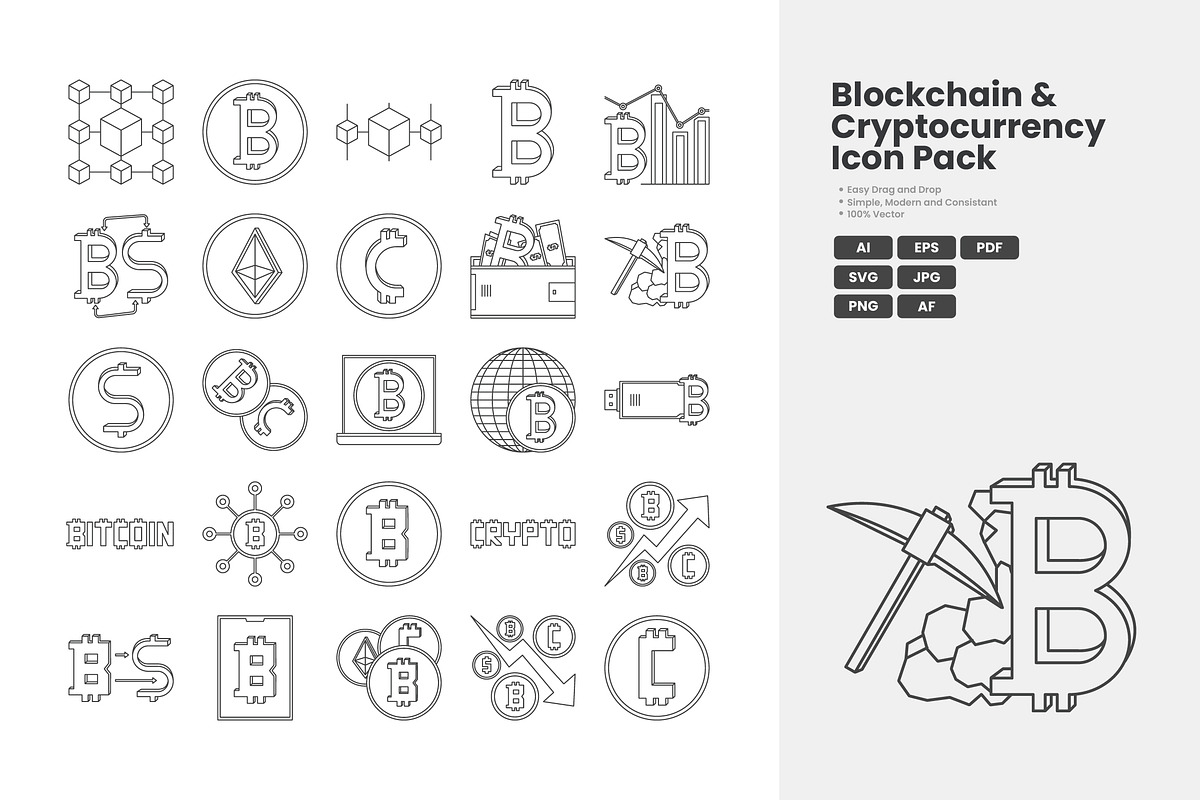 Bitcoin And Cryptocurrency Icon Pack, an Outline Icon by erifqizeicon (Photo 3 of 3)