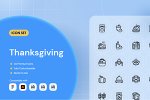 Thanksgiving Icon Set, an Outline Icon by Nathaya Studio
