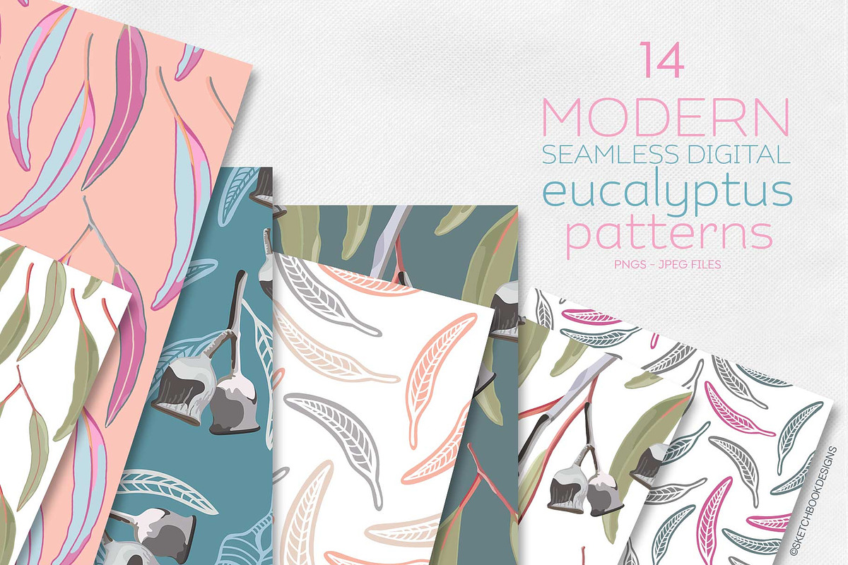 Modern Eucalyptus Pattern Set, a Pattern Graphic by Sketchbook Designs (Photo 5 of 7)