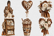 Mocha Valentine's Day Clipart, an Illustration by DreamCafeArt (Thumbnail 3 of 6)
