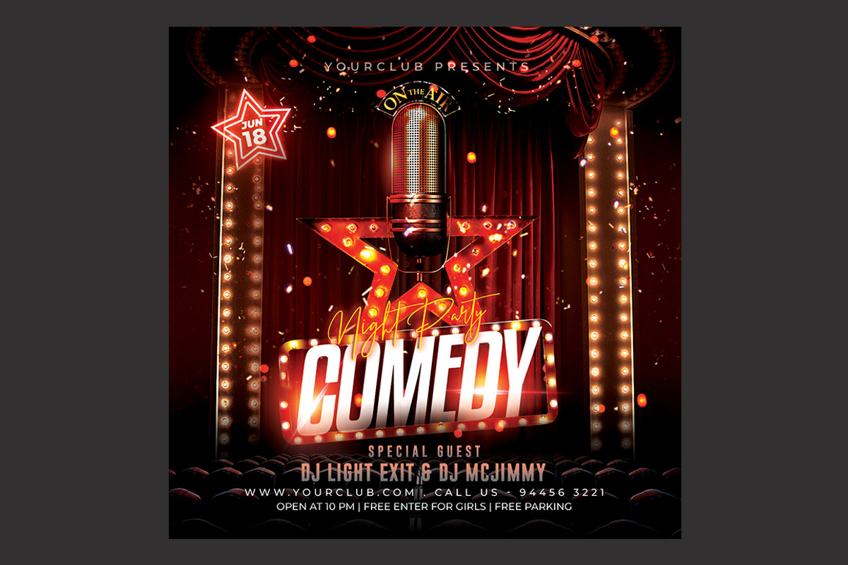 Comedy Show Flyer, a Flyer Template by DSGraphicDesign