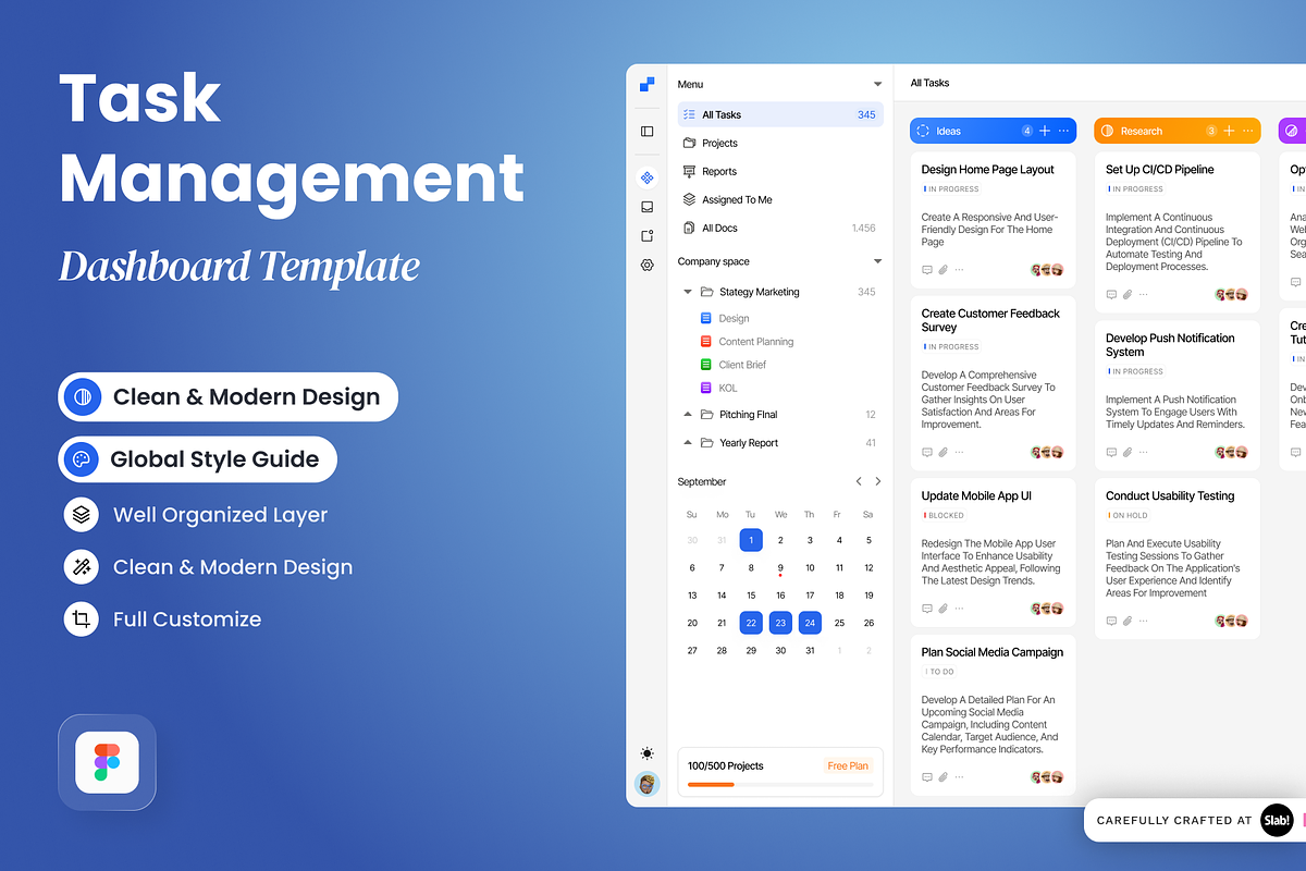 Task Management Dashboard Template, a Websites & App Template by SLAB! Design (Photo 1 of 3)