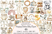 Watercolor Hanging Clothes Baby Clip, a Seasonal Illustration by Design Market (Thumbnail 1 of 5)