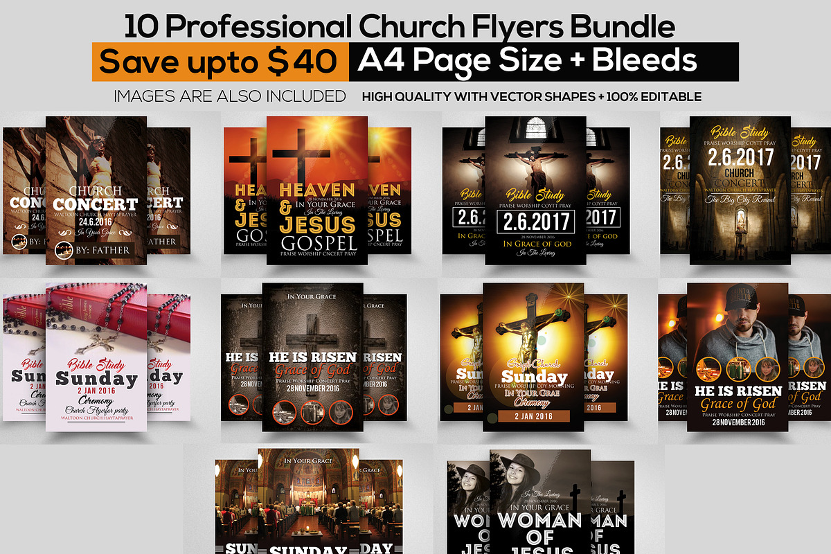 10 Church Flyers Bundle, a Flyer Template by Business Flyers (Photo 1 of 4)