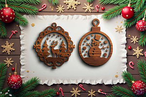 Christmas Laser Cut Ornament Bundle, a Graphic by musafir_fashion