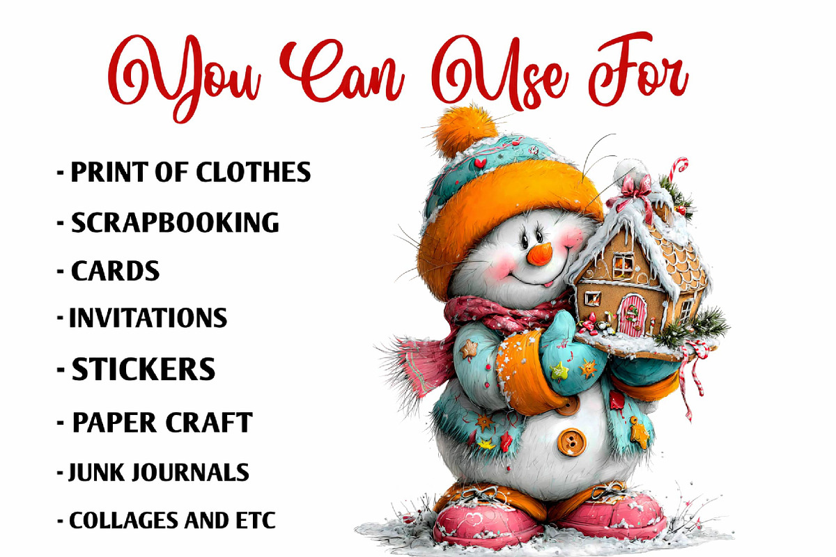 Cute Christmas Snowman Clipart PNG, a Seasonal Illustration by fashionaddict (Photo 6 of 6)