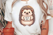 Watercolor Autumn Cute Hedgehog PNG, an Illustration by Craft Nest (Thumbnail 8 of 9)