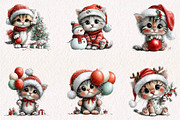 Jolly Christmas Kitten Clipart, a Seasonal Illustration by CreationArt (Thumbnail 3 of 7)