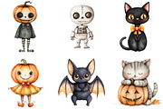 Whimsical Halloween Dolls Clipart, an Illustration by DreamArtGraphic (Thumbnail 3 of 5)
