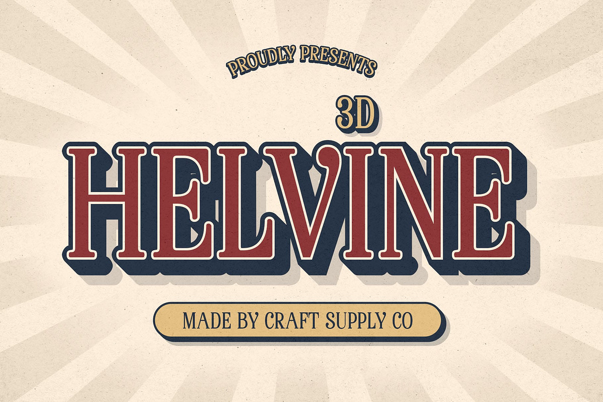 Helvine 3D, a Serif Font by Craft Supply Co. (Photo 1 of 8)
