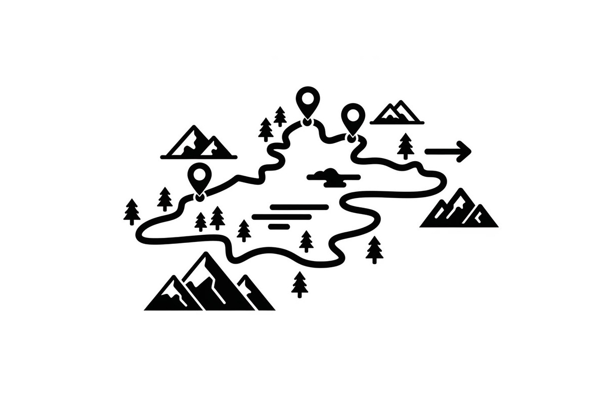 Mountain trail adventure map, a Graphic by hafijul