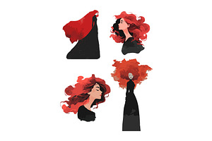 Women with red hair cartoon vector, an Illustration by Onyx