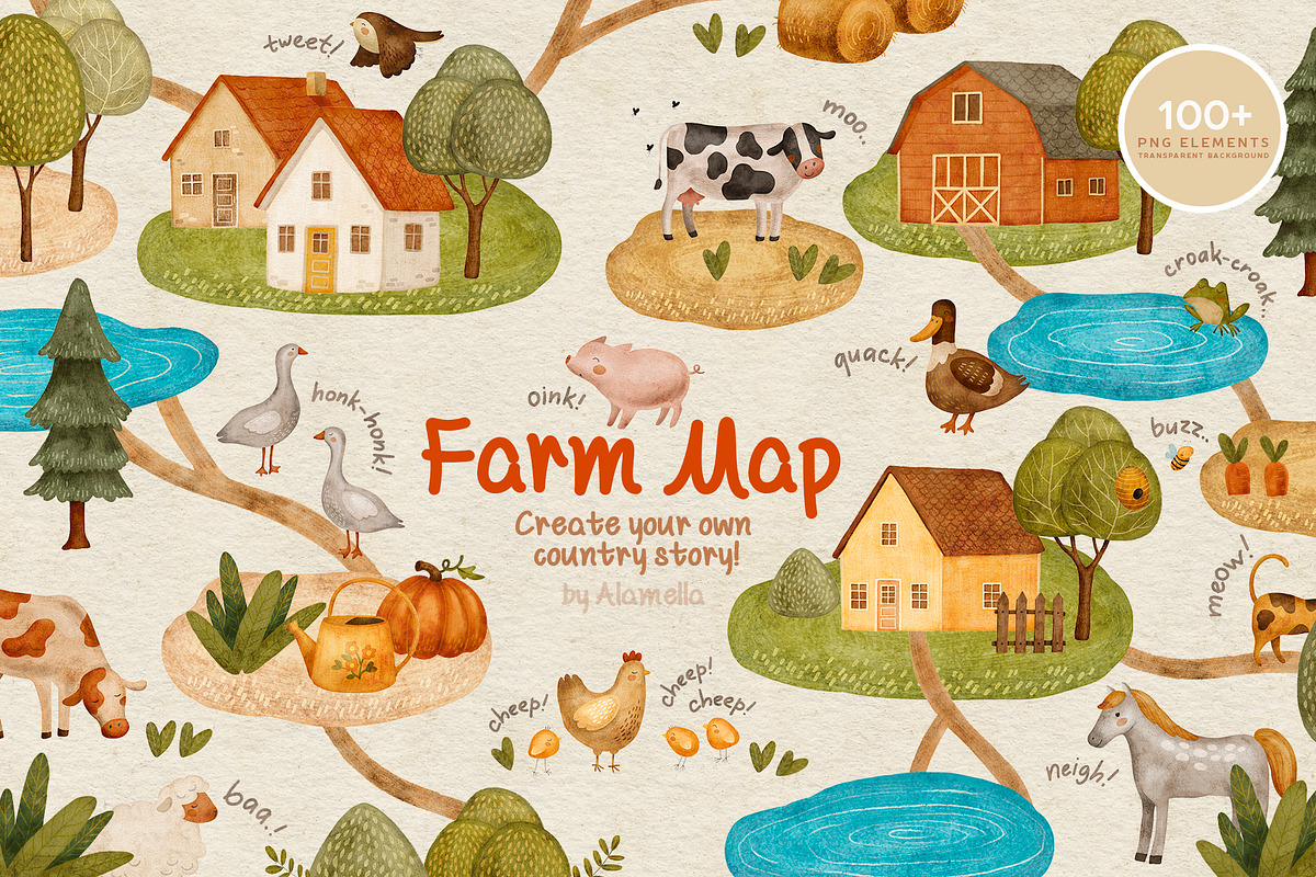 Farm Baby Map creator, an Animal Illustration by Alamella (Photo 1 of 14)