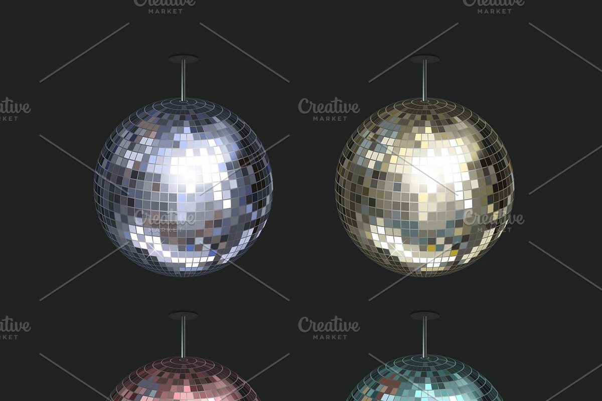 Vector set of disco balls, an Icon by Microvector