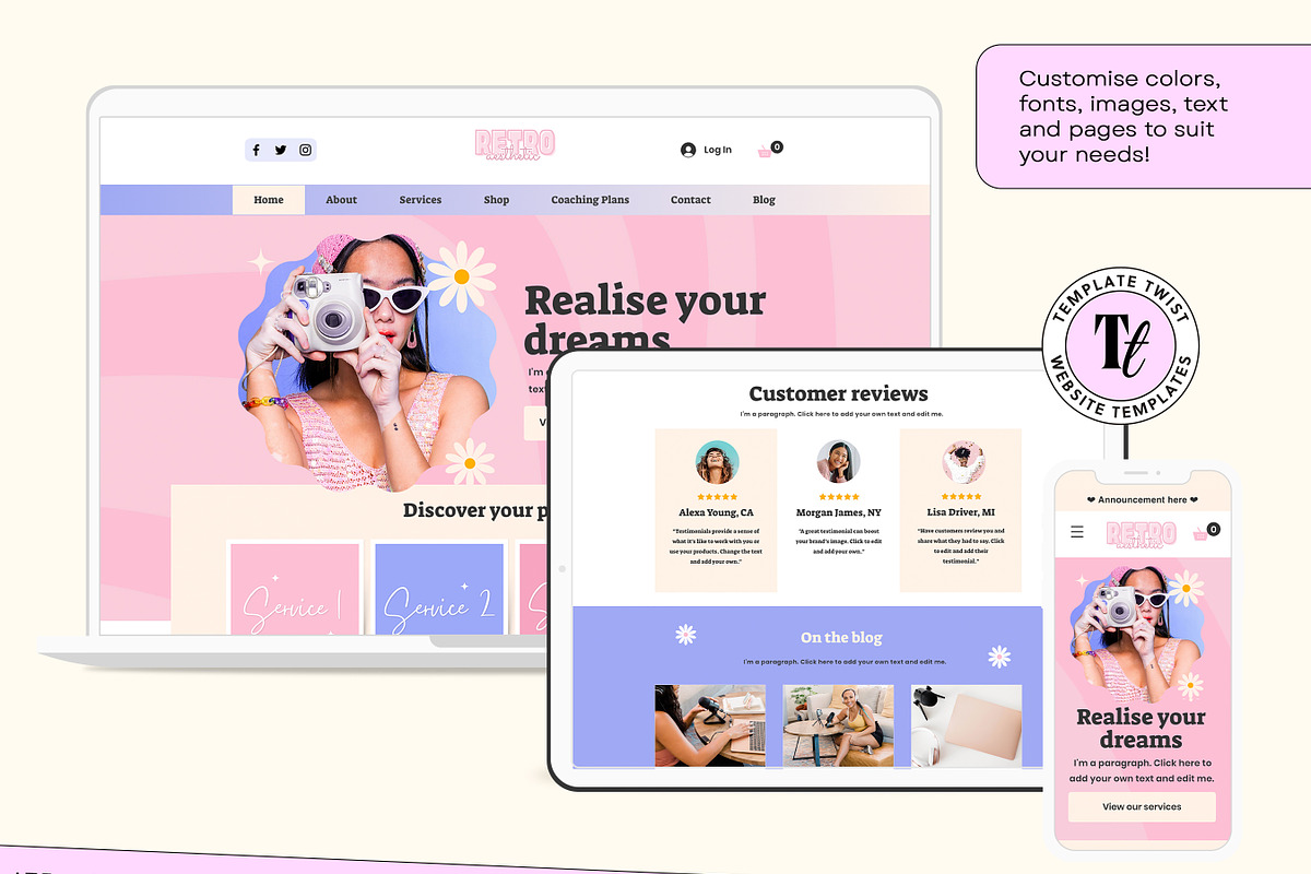Retro Wix Coach Template Bundle, a Wix Template by Template Twist Shop (Photo 6 of 10)