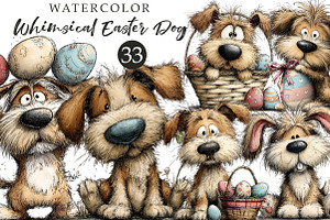 Whimsical Easter Dog Clipart, an Illustration by OK Design