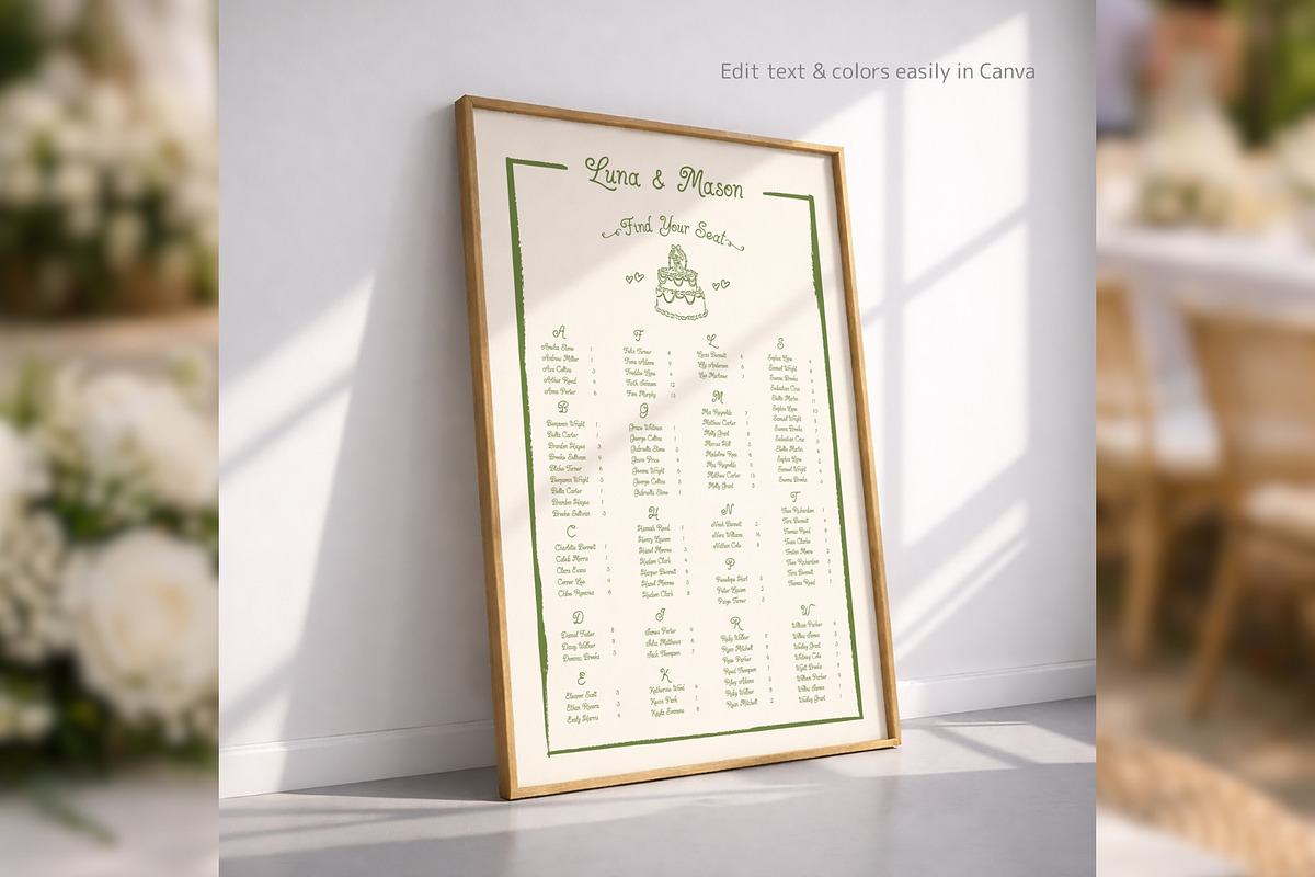 Alphabetical Seating Chart bd002, a Poster Template by TyphoonStudio (Photo 7 of 9)