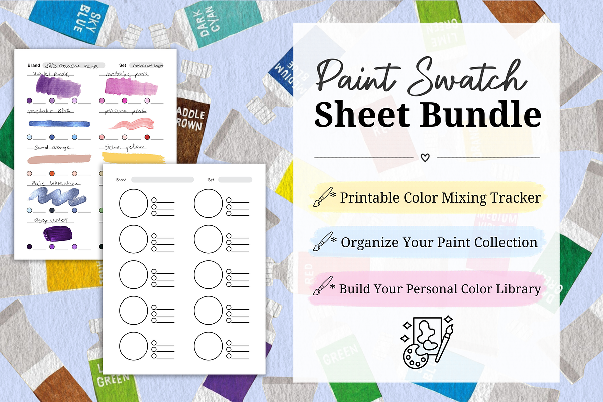 Printable Paint Swatch Sheets Bundle, a Stationery Template by Wicked Creative (Photo 2 of 11)
