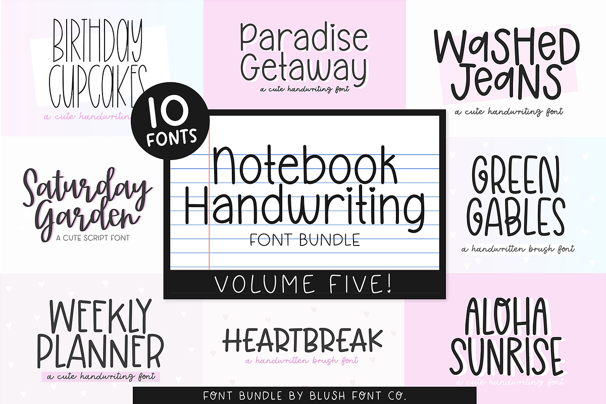 NOTEBOOK HANDWRITING Font Bundle V5, a Handwritten Font by Blush Font Co. (Photo 1 of 11)