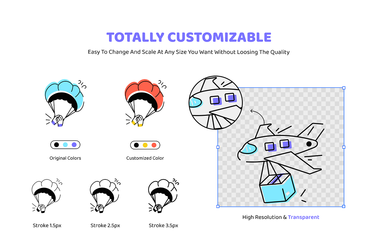 Animated Aircraft Doodle Set, a Duotone Icon by Vectors Market (Photo 3 of 9)