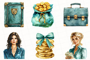 Money Girl Watercolor Clipart, an Illustration by OK Design (Thumbnail 3 of 5)