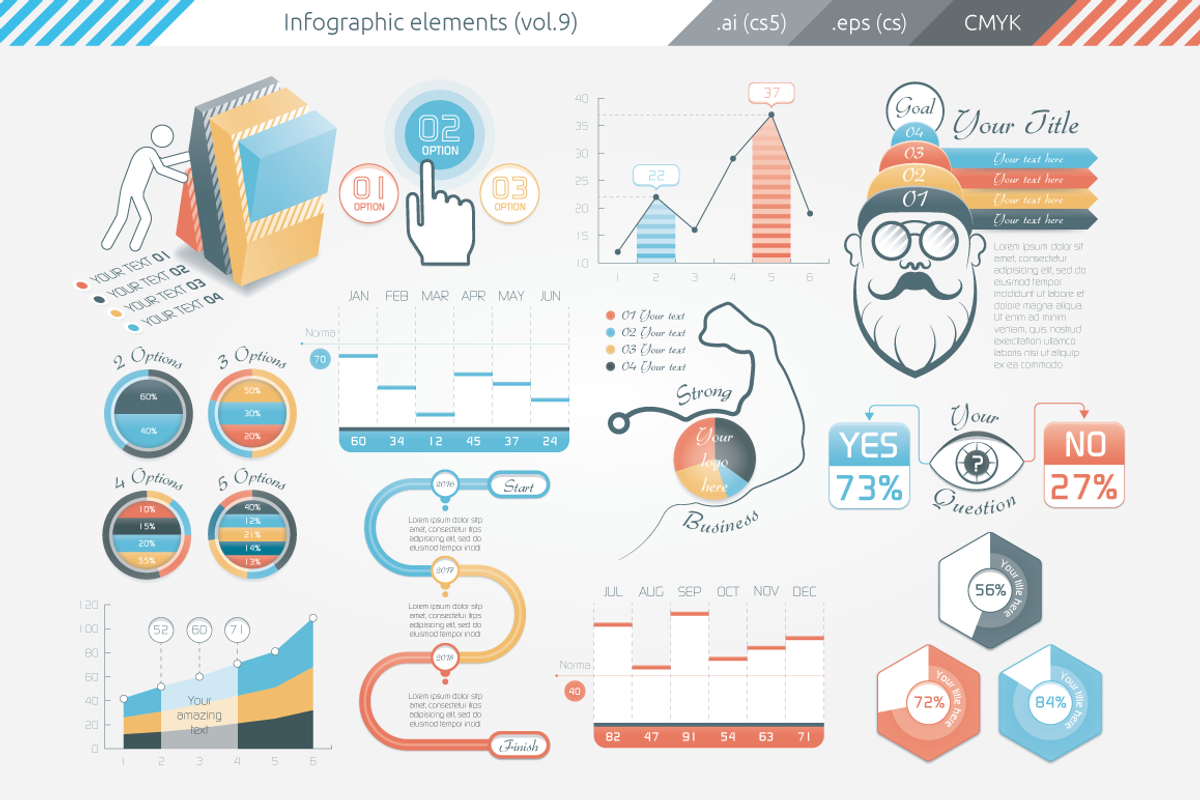 Infographic Elements (v9), a Presentation Template by Infographic Paradise