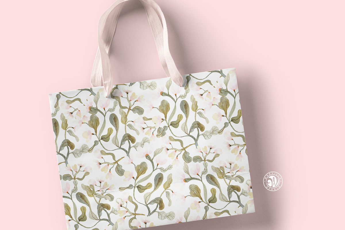 Watercolor Branches Pattern, a Wallpaper Graphic by Webvilla Studio