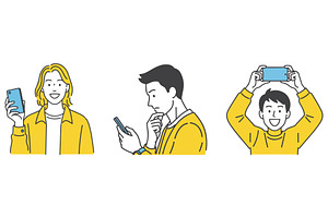 Men with Mobile Phones, a Person Illustration by MkStudio