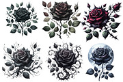 Gothic Roses Clipart Bundle, an Illustration by Designworld (Thumbnail 2 of 6)