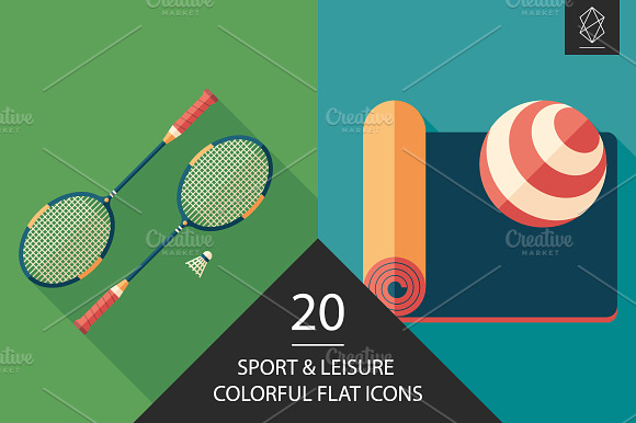 Sport And Leisure Flat Icon Set
