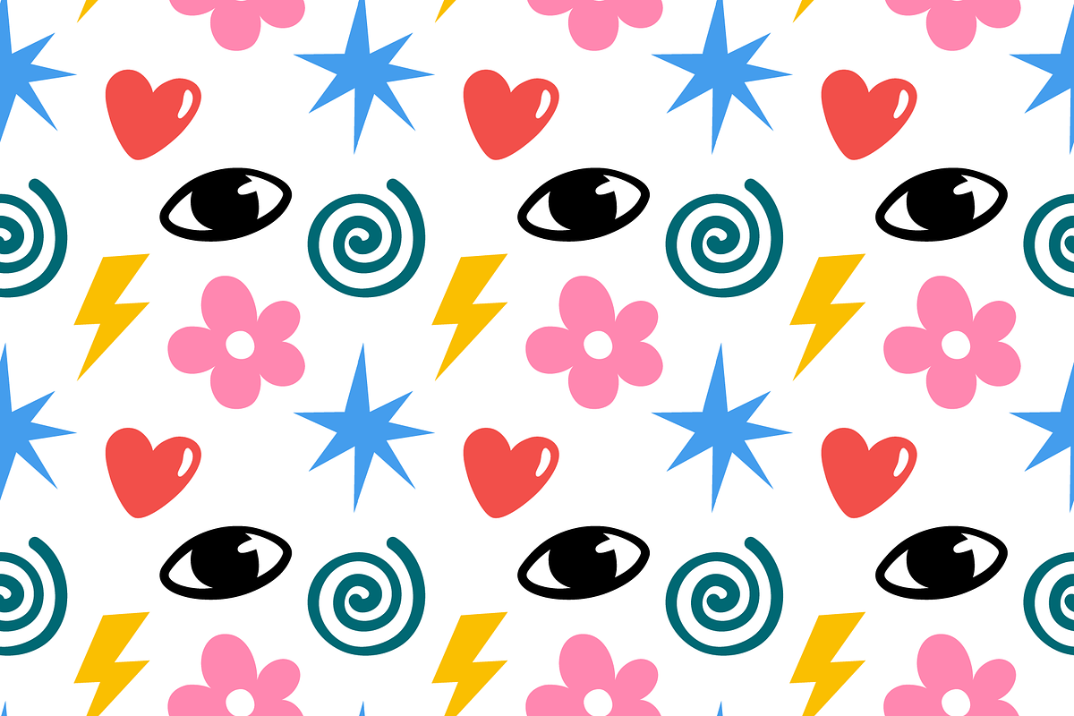 Cartoon style doodles pattern, an Illustration by Cmeree (Photo 2 of 3)