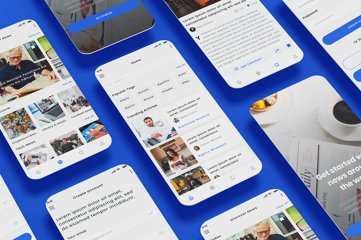 Media News & Press Blog App UI Kit, an App Template by nagaredesignstudio (Photo 1 of 2)