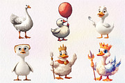 Blocky-Style Funny Goose PNG Bundle, an Illustration by CreationArt (Thumbnail 2 of 9)