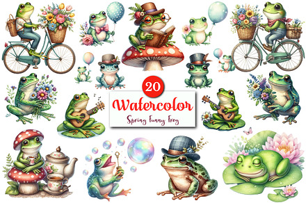 Spring Funny Frog Clipart, a Graphic by CitraGraphics
