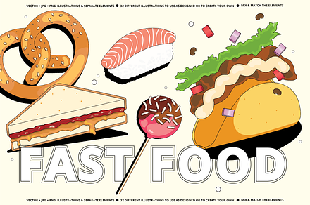 Fun Fast Food Vector Illustration