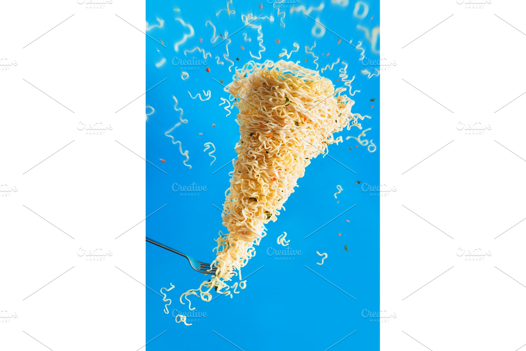 Noodle tornado with a fork, instant, a Food & Drink Photo by dinabelenko
