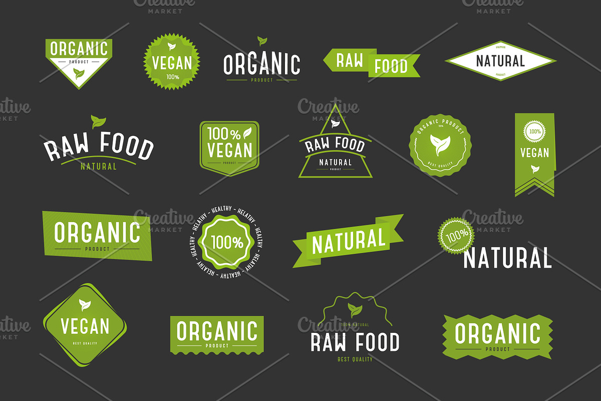 Set of organic, eco, natural labels, an Object Graphic by Good Studio (Photo 3 of 5)