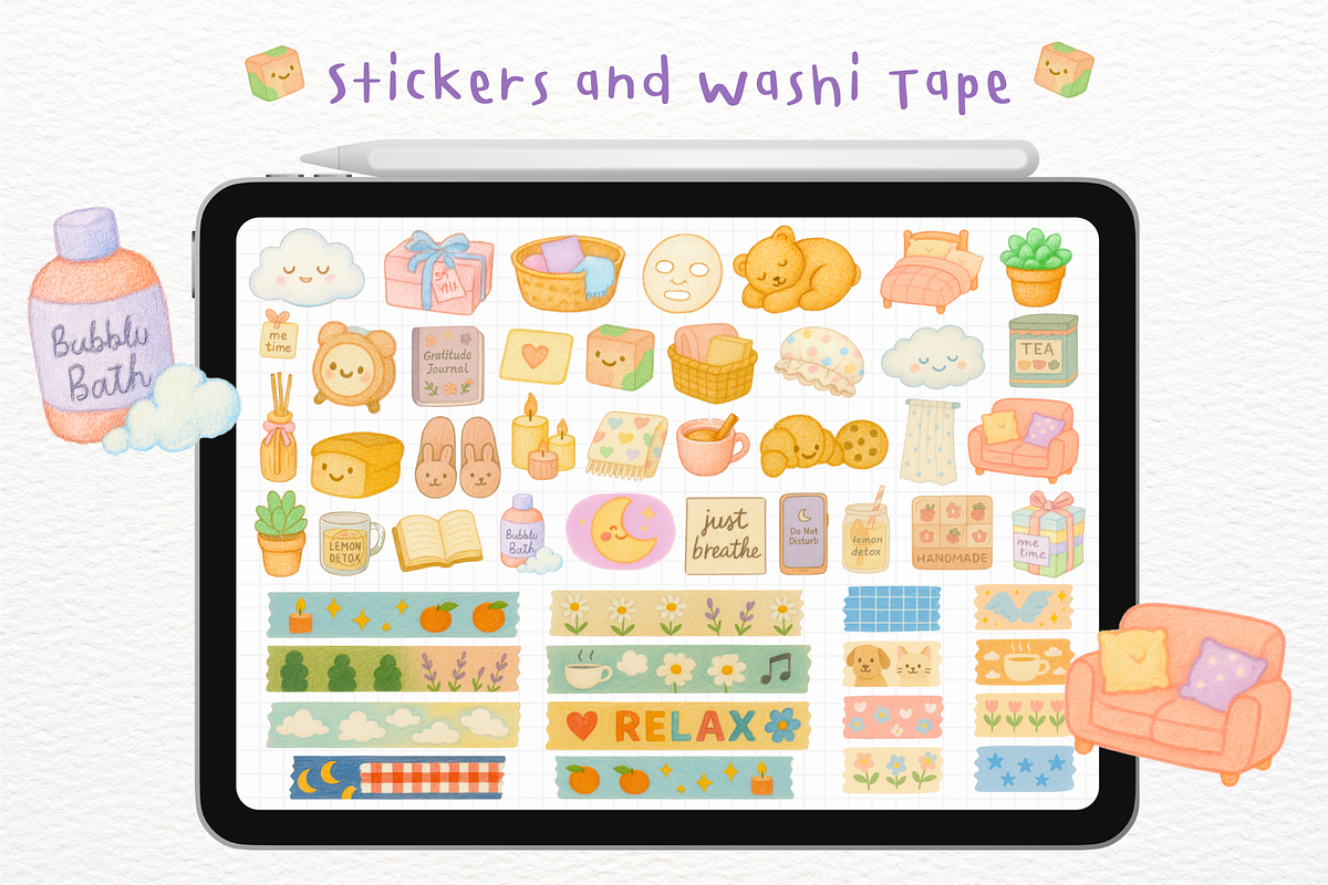 Relax Day Goodnotes Stickers, an Illustration by mimimeow (Photo 2 of 3)