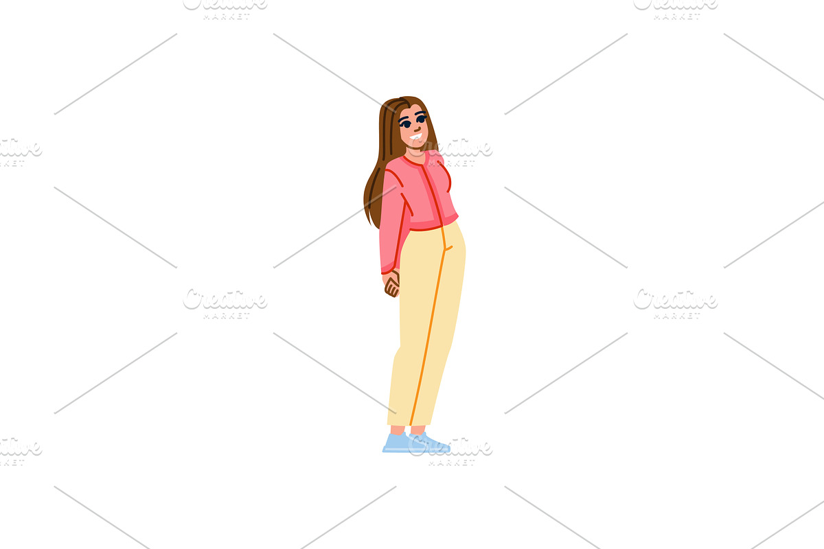 Young woman smiling and posing for, a Person Illustration by pikepicture