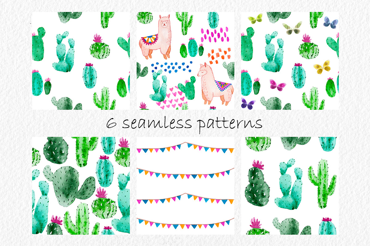 Alpaca Animal. Watercolor Cactus, an Object Graphic by Slastick (Photo 4 of 6)