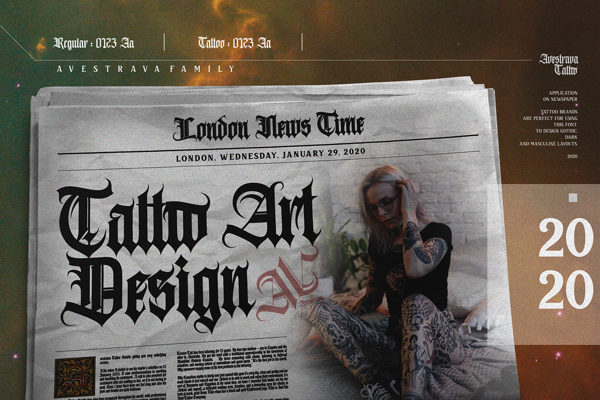 Avestrava Tattoo Blackletter, a Blackletter Font by ilhamtaro (Photo 9 of 12)