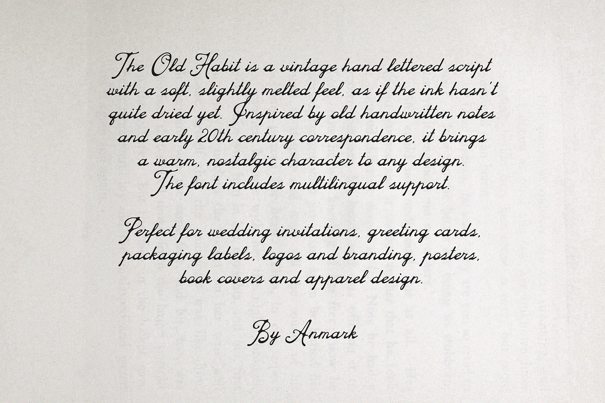 The Old Habit Vintage Script Font, a Script Font by AnMark (Photo 10 of 13)