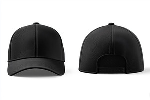A black baseball cap mockup shown from the front and back views, featuring a sm, a Mask Mockup by Textures & Backgrounds