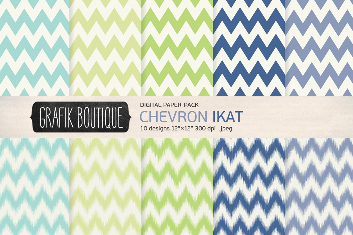 Chevron ikat mint navy papers