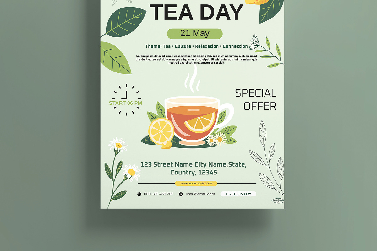 International Tea Day Flyer Template, a Flyer Template by MightyDesign (Photo 3 of 8)